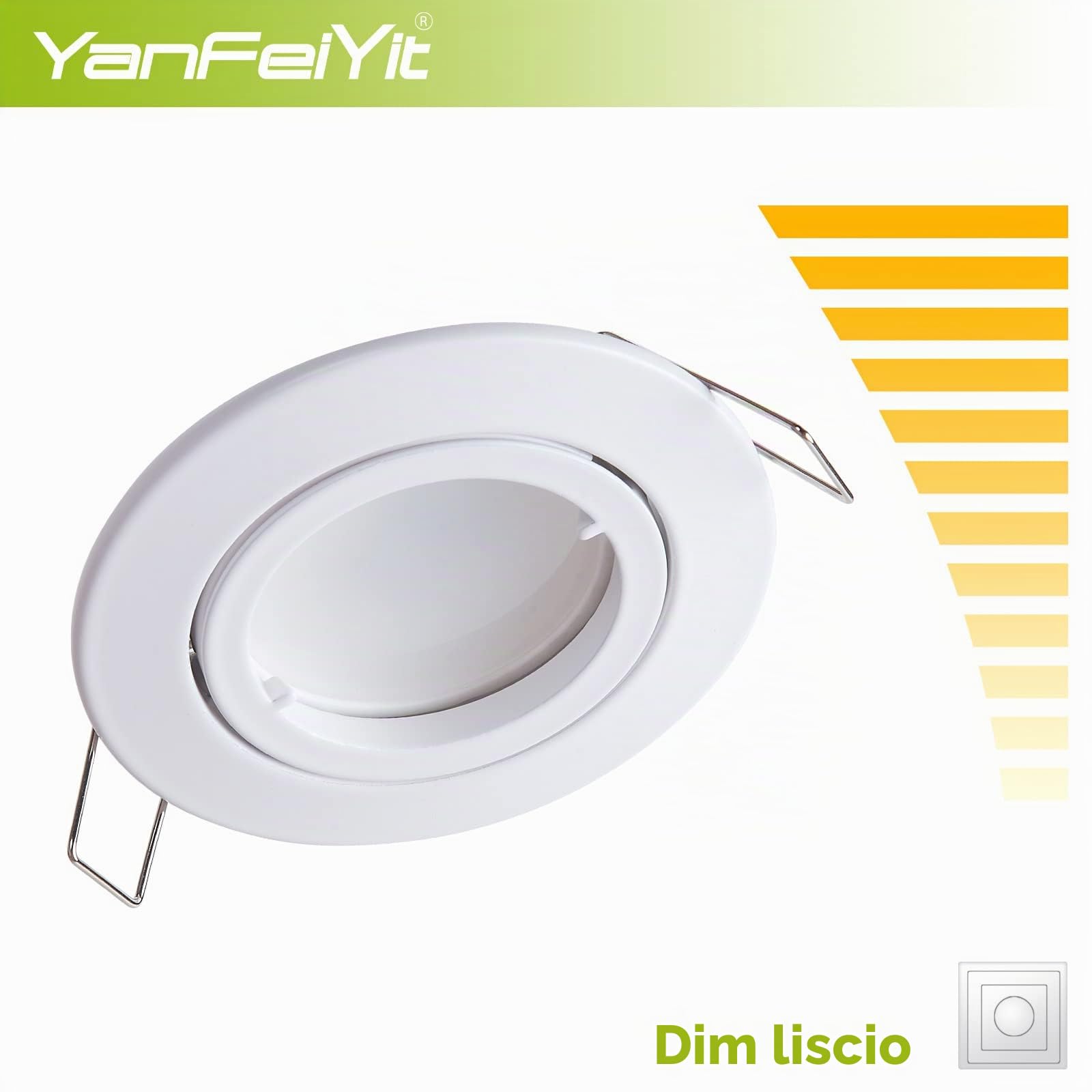 5 faretti da incasso a LED ultra piatti, modulo in ceramica intercambiabile da 5 W, 230 V, dimmerabili, bianco caldo 3000 K, orientabili, colore bianco opaco