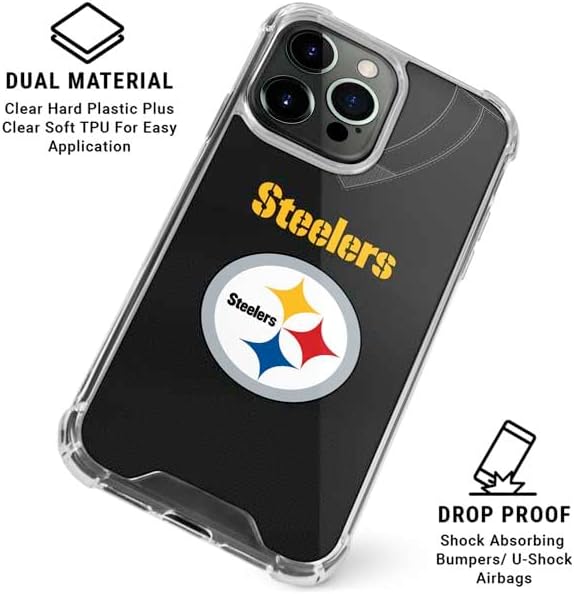 Skinit Clear Phone Case Compatible with iPhone 15 Pro Max - Officially Licensed NFL Pittsburgh Steelers Team Jersey Design
