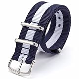 20mm Blue & White Army Nylon Sport Watch Band Straps For Men Women WB2017