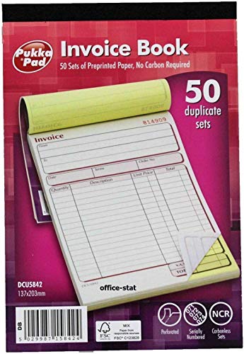 Pukka Pad Factura Libro Duplicado Pad 50 Sets NCR Carbonless 137 X 203 Mm DCU5842