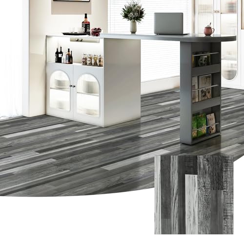 LONGKING 30-Pack 12×12in Vinyl Flooring Tiles - Effortless Peel and Stick Floor Tiles for Kitchen, Dining Room, Bedrooms, 30 Sq. Ft (Grey Segment)