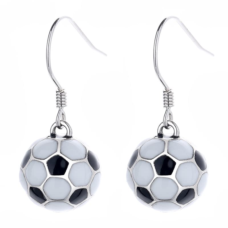Pendientes de fútbol en plata 925 minimalistas para mujer