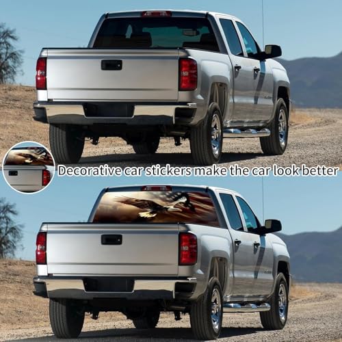 Image of Rear Window Decals for Trucks - 65x17.3 in Back Window American Flag Decals Fit Most Pickup Trucks SUV, Vinyl Back Window Decal Truck Rear Window Graphics for Personalized