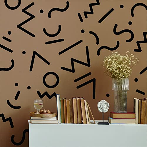 Black Geometric Line Vinyl Wall Decals, Peel And Stick Memphis Group Geometrical Lines, Arrow, Dots, Circle Modern Stickers, Vintage Abstract Graphic Bathroom, Laundry, Bedroom, Office, Store Home Art Decor #TOP2