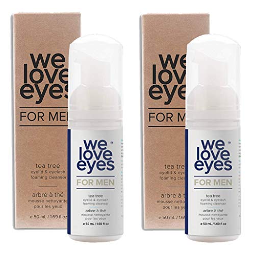 All Natural Tea Tree Eyelid Foaming Cleanser/Wash for Men - We Love Eyes - Relief for Blepharitis, Demodex, Dry Eye Symptoms, Wash Eyelashes, Reduce Itching Inflammation Redness, Double Pack