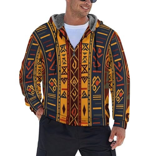 Veste de chemise en flanelle pour homme à motif tribal et doublure peluche