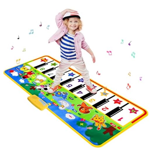 M SANMERSEN Music Mat for Kids, Kids Piano Mat Touch Play Blanket Keyboard Playmat 53" x 23" Musical Mats with Animal Sounds Educational Dance Mat Musical Toys for Boys Girls Kids