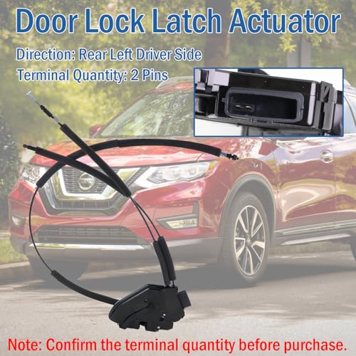 Image of Rear Left Driver Side Door Lock Actuator 82501-4BA0A Compatible with Nissan Rogue Sport Utility 2014 2015 2016 2017 2018 2019, Door Latch Replaces 82501-4BA0B
