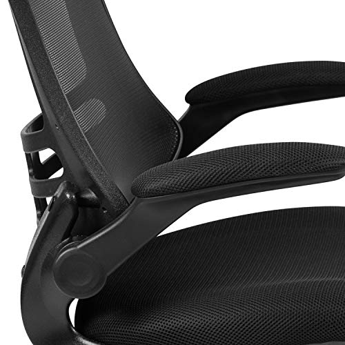 Flash Furniture Kelista Mid-Back Black Mesh Swivel Ergonomic Task Office Chair With Flip-Up Arms #TOP7