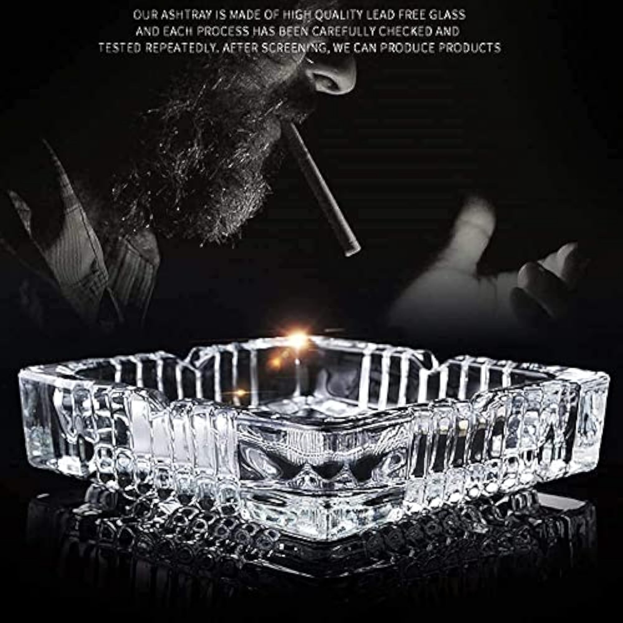 Rectangle Heavy Glass Crystal Ashtray for Home and Car