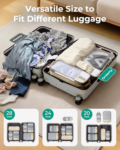 Image of BAGSMART Compression Packing Cubes for Travel, Lightweight Vacation Essentials, Suitcase Organizer Bags, Durable Luggage Organizer, 6 /4 /2 Set Options
