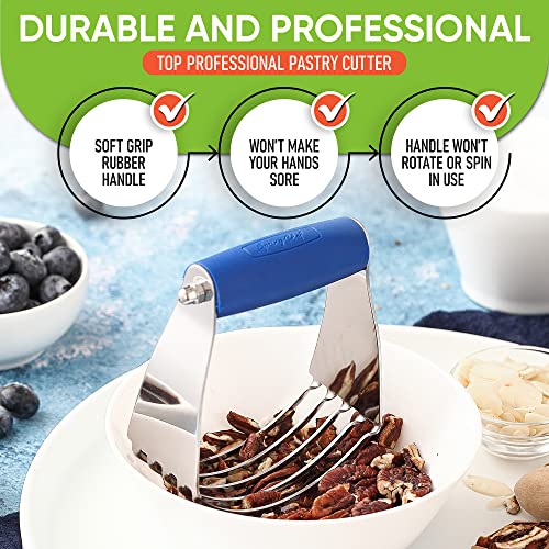 Image of Spring Chef Medium Dough Blender Hand Tool, Durable Pastry Cutter, Sapphire