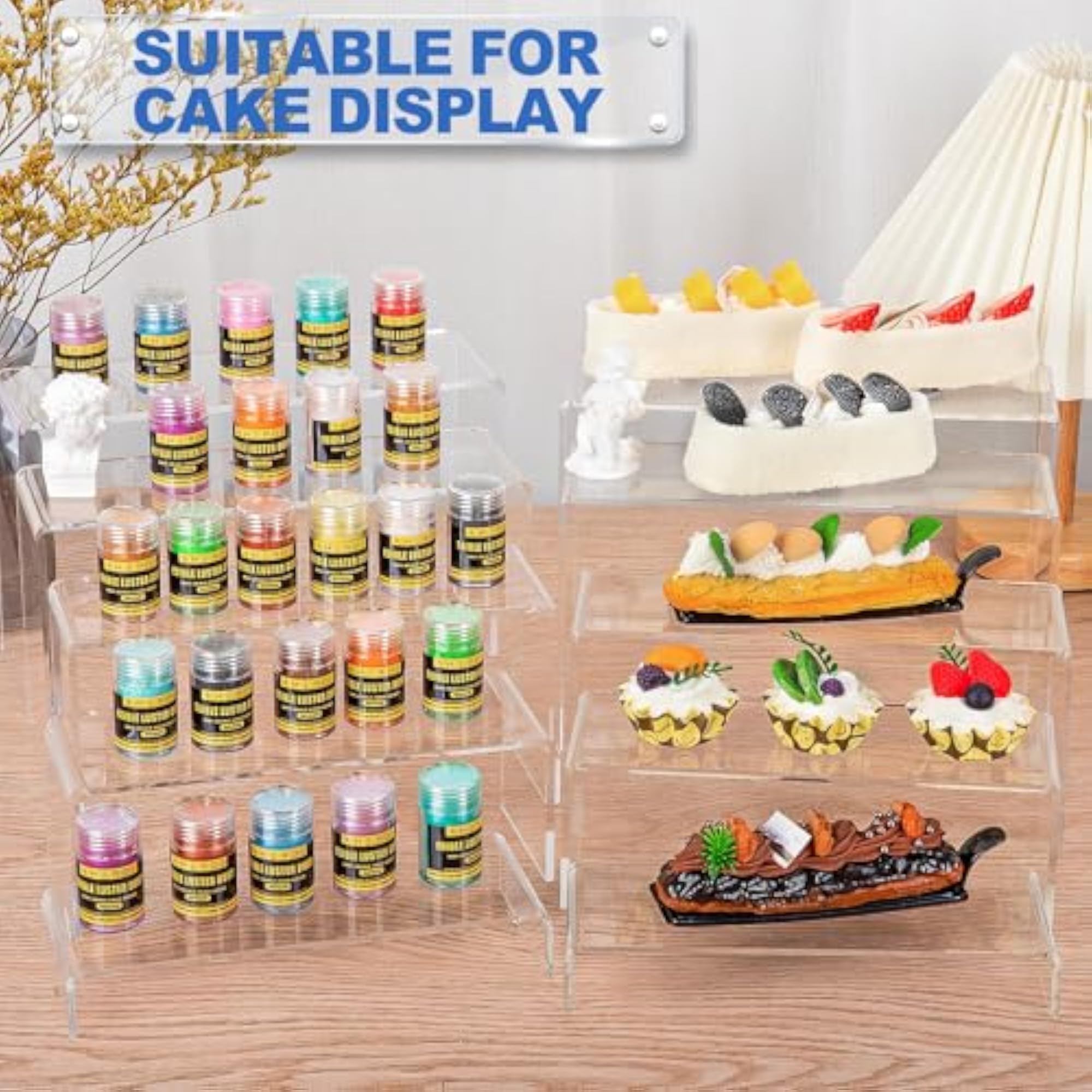 Acrylic Risers Display Stands, 10Pcs Set