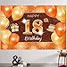 18th Birthday Decorations Backdrop Banner Orange Glitter Dots Happy 18th Birthday Decorations for Boys Girls 18 Years Old Birthday Party Background