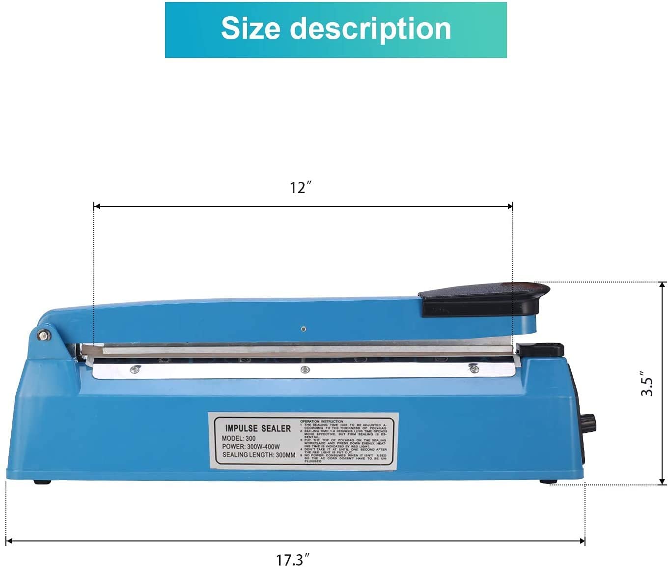Buy 300 mm Heat Sealer, Plastic Bag Sealer, Impulse Bag Sealer Sealing