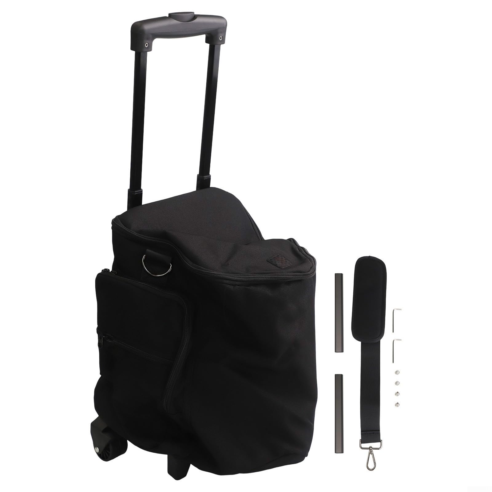 Custodia per altoparlanti in nylon nero per Bose S1 Pro/S1 Pro+, asta retrattile, ruote lisce e scomparti per accessori multitasche, 31 x 27,5 x 45 cm
