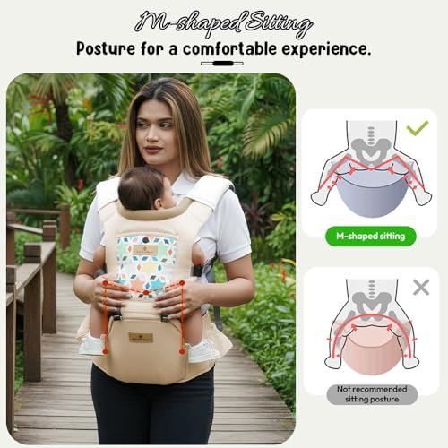 Image of StarAndDaisy 4 in 1 Baby Carrier for 0 to 3 Year Baby with Soft Cushion Hip Seat, Kangaroo Bag for Baby with 2 Storage Pockets, 4 Carry Positions | Baby Carry Bags