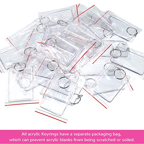Yaomiao Acrylic Photo Frame Keychain Holder Photo Picture Insert Blank Keyring For Diy Craft(2 X 3 Inch,25 Pieces) #TOP3