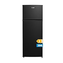 Midea MERT210FGE30 Frigo-congelatori doppia porta 204 L, Congelatore da Montare in Alto, 176kWh, annum, controllo della temperatura regolabile, Luce LED, Nero