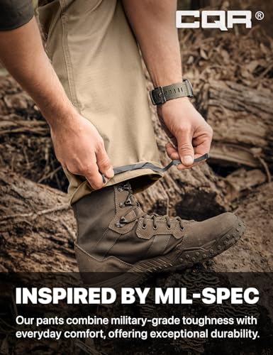 CQR Men\'s Military Cargo Pants, Water Resistant Ripstop Army Combat Tactical Pants, Outdoor Hunting Hiking EDC Work Pants, Hauler Alamo Khaki, 36W x 30L - Thumbnail 6