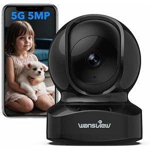 wansview Security Camera, IP Camera, WiFi Home Indoor Camera for Baby/Pet/Nanny, 2 Way Audio Night Vision, Compatible with Alexa, with TF Card Slot and Cloud, Q5 (Black, 5MP)