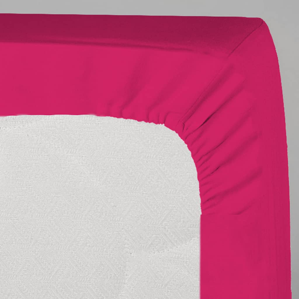 LARA MORADA - Set Completo Lenzuola Matrimoniali, 100% Cotone, Made In Italy, Tinta Unita, Per Letto Matrimoniale 2 Posti, Fuxia