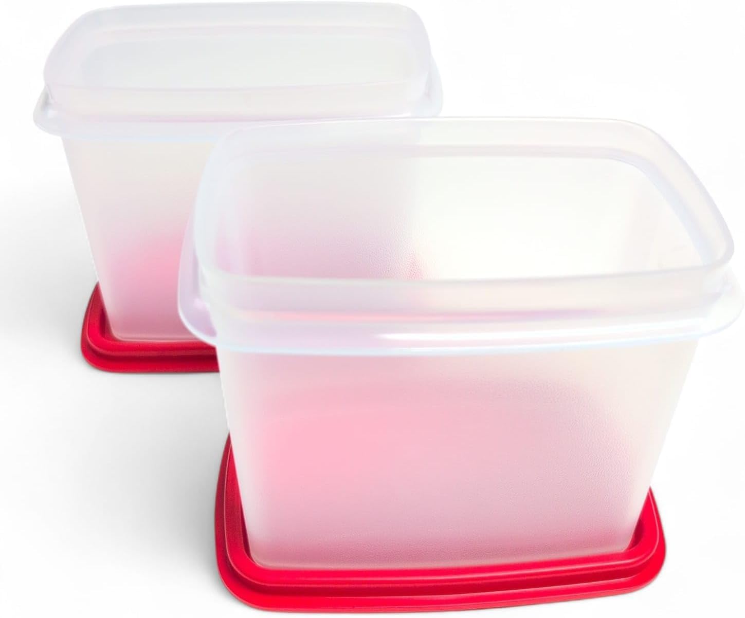 Tupperware Eidgenosse Eckig Eidgenossen Kompaktbehälter Vorrat Modular Kühlschrank System 1,1 Liter 1100ml rot transparent 2er Set zwei Stück Vorratsbehälter Küche, Haushalt & Wohnen