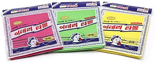GOLDSANGSA-Korean Exfoliating Towel Washcloth Mitts 12pcs(Green4,...