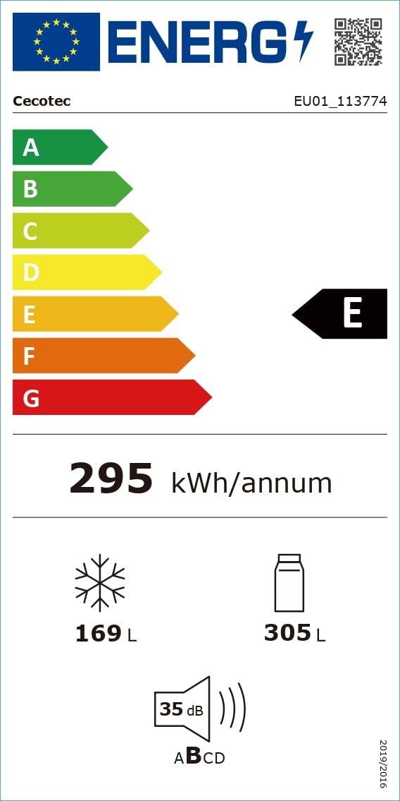 Cecotec Réfrigérateur 4 Portes Total No Frost de 474L Bolero CoolMarket 4D 474 Dark E. 177,5cm de Hauteur, 83,3 cm de Largeur, Classe E, Ultra Silencieux, Compresseur Inverter Plus, Inox Noir