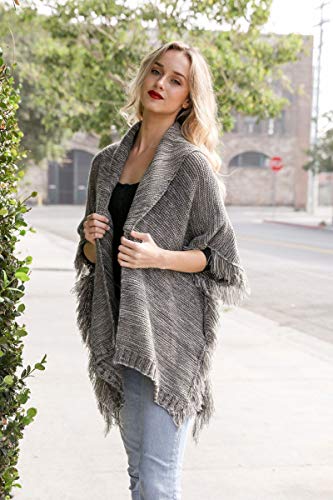 TD Collections Marled Knit Collared Ruana ponchos for women shawl long open front women winter cardigan wraps ponchos3