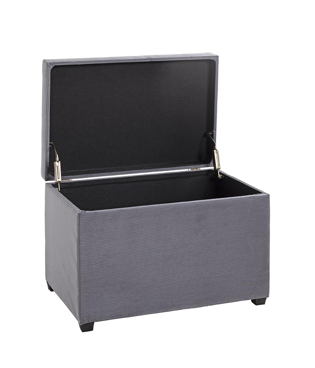 HAKU Sitztruhe grau, MDF, Textilgewebe Cord - Maße: B 58 cm x H 42 cm x T 39 cm, Style: Modern