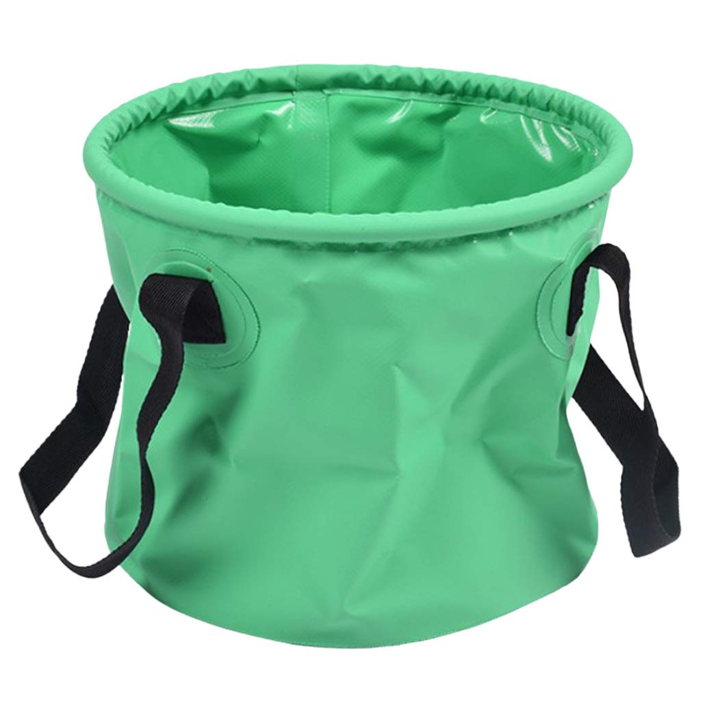 Outdoor Collapsible Water Bucket Carrier Leakproof Folding Pail Green 30L