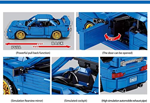 Gooratu Technik Auto mit Rückziehmotor, Rennwagen Bausteine Kompatibel mit Lego Technik - 896 Teile (Blau) – Bild 4