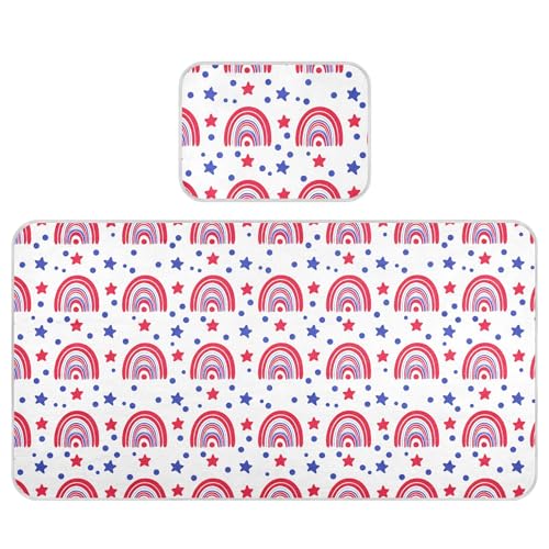 Takiito Independence Day Rainbows Baby Cooling Mattress Pad, Soft & Breathable Cooling Mat Keep Baby Cool in Summer 28x52 in, Nursery Essential