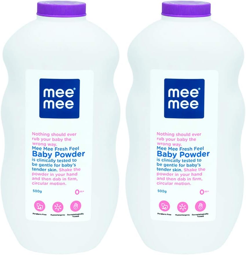 Mee MeeBaby Talcum Powder | Enriched with Avocado Oil | Dermatologist Approved | Rash-Resistant | Paraben-Free, 0m+ | Ideal for Newborns | 2-Pack of 400g For a Fresh Feel