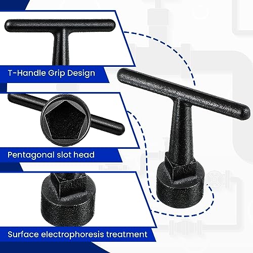 Image of Enhon Curb Box Wrench for Pentagon Curb Boxes, Water Meter Wrench for Penta Socket, T Handle Penta Tool, Water Valve Shut Off Tool (1 Pack,Black)