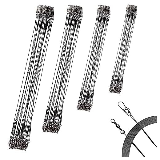 isenwill 40Pcs Fishing Leaders, Upgrade Stainless Steel Leader, Premium Fish Wire Leaders, High-Strength Fishing Line Leader for Saltwater and Freshwater 4 Sizes, 6/8/10/12 Inches