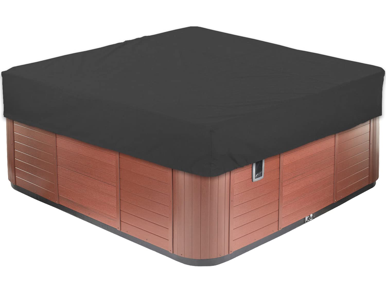 LDIW Universal Spa Cover for Hot Tub, Waterproof UV Resistant 210D Oxford Outdoor Square Hot Tub Cover,Black,218x218x30cm