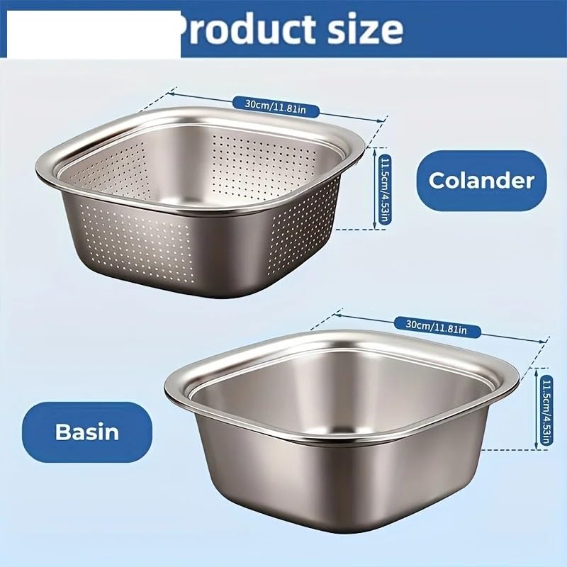 2pc Cestino di Scarico in Acciaio Inox Colino Rotondo Riso Setaccio for la Pulizia Frutta Verdura Lavaggio Bacino Filtro Utensili da Cucina per Cucina
