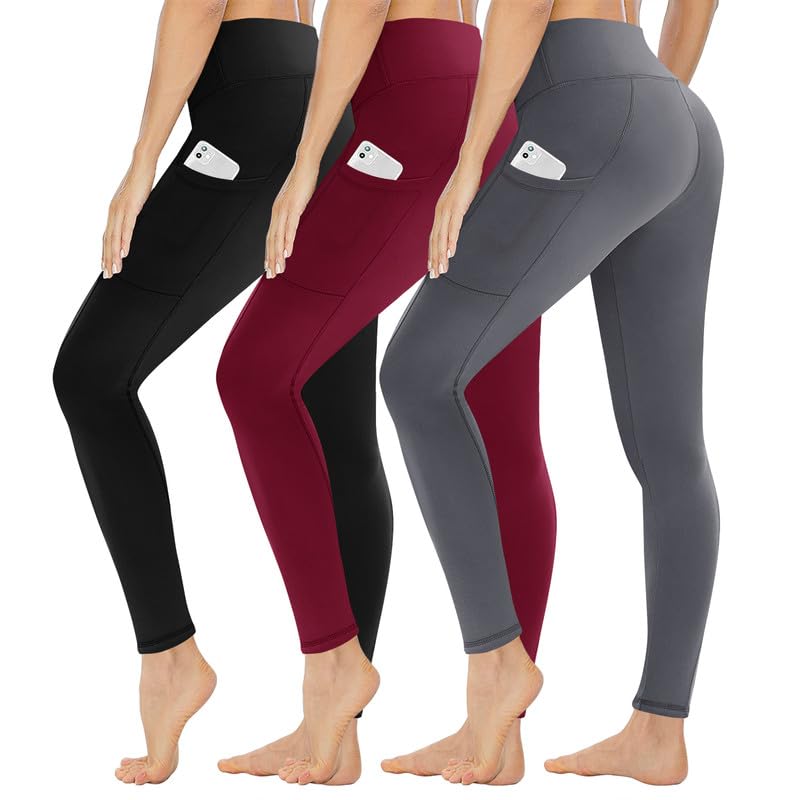 Gayhay Confezione da 3 leggings sportivi da donna, a vita alta, opachi, per sport, yoga, palestra