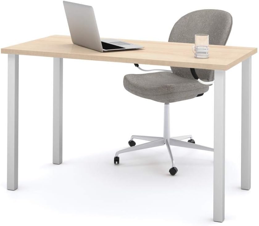 Bestar Universel Table Desk with Square Metal Legs, 24 Inch X 48 Inch, Antigua