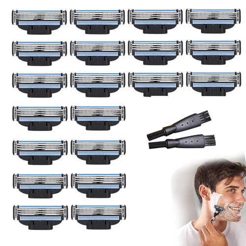 ysister Compatible Mach3 Cuchillas Afeitar 20 Pcs, Para Mach 3 Recambios Recambio cuchillas Mach 3 Mach 3 Turbo Cuchillas Afeitar Mach 3 Cuchillas Recambio Cuchillas Afeitar Entregado Con 2 Cepillos