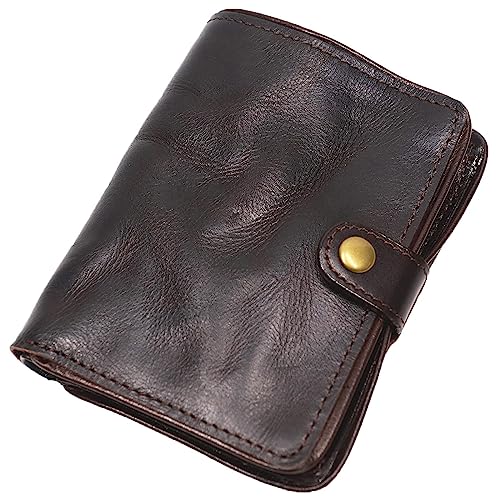 Top Grain Leather Wallet for Men, Rfid Blocking Short Bifold Slim Mens Wallet, Men Thin Billfold Wallet with Card Holder Gift Box (Coffee)