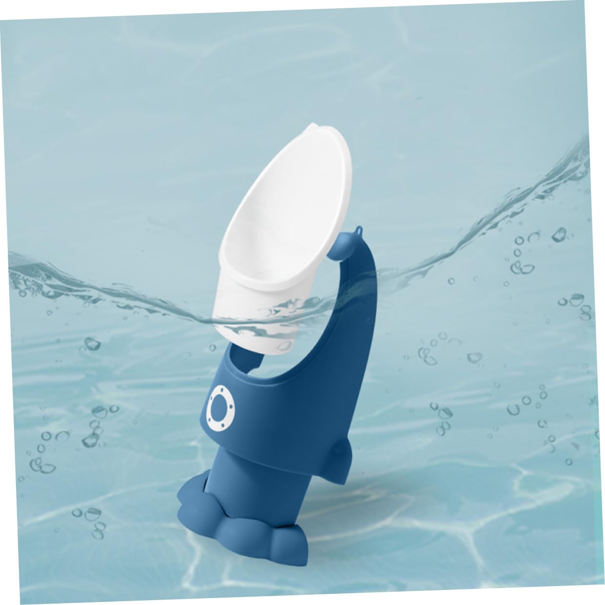 Adjustable Boys Urinal Potty Rocket Shape Cartoon Design Training Stand for Easy to Install and Wash Deep Sea Blue