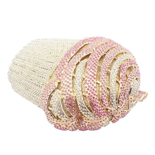 Image of Women Ice Cream Crystal Evening Bag Luxury Rhinestone Clutch Wedding Party Minaudiere Purse and Handbag for Cocktail