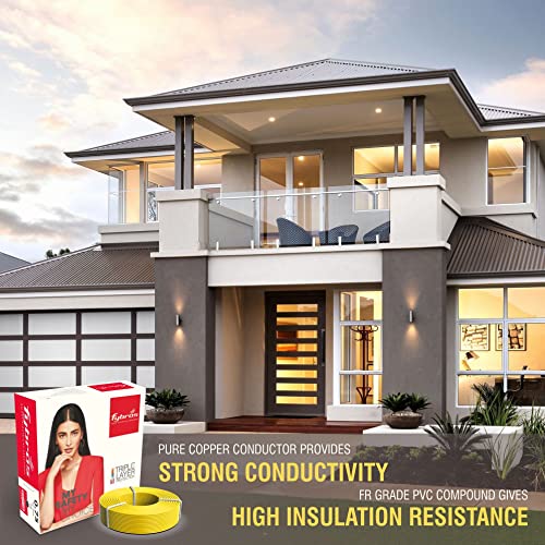 Image of Fybros by Kundan Cab PVC Insulated 0.75 Sq Mm Multistrands Flame Retardant Yellow Copper Wire & Cable | 90 Mtr Industrial Electrical Wire for Wiring