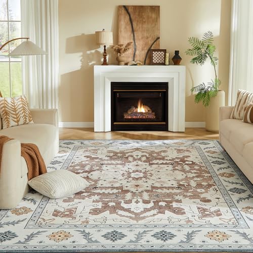 8x10 Boho Area Rugs with Non-Slip Rubber