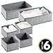 mDesign Soft Fabric Dresser Drawer and Closet Storage Organizer for Kids/Toddler Room, Nursery, Playroom, Bedroom - Textured Print - Organizing Bins in 2 Sizes - Set of 6 - Gray
