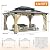 GARTOO 13’x15’ Outdoor Patio Wooden Gazebo - Patio Galvanized Steel Hardtop Gazebo with Double Curtains, Vented Cedar Wood Gazebo for Garden, Porch, Lawn, Poolside, Backyard