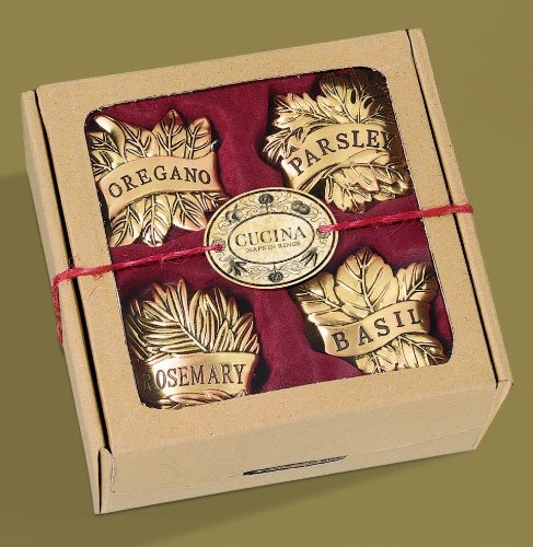 Grasslands Road Cucina Rosemary Basil Parsley Oregano Herb Napkin Rings, Set Of 4 #TOP5